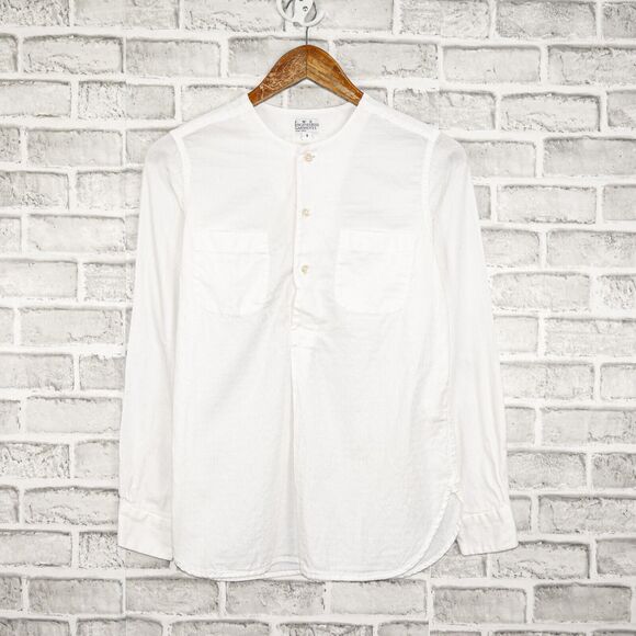 Engineered Garments FWK 1/2 Button popover Shirt in White Cotton Women's Sz 1 - Picture 1 of 8